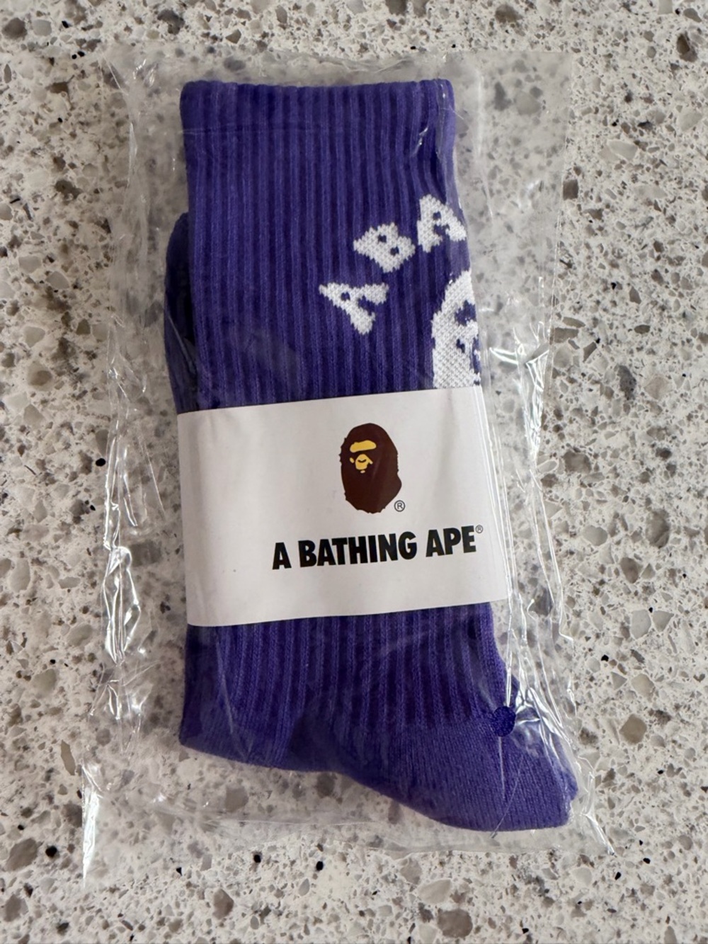 New Bape Purple Logo Crew Socks - Men's